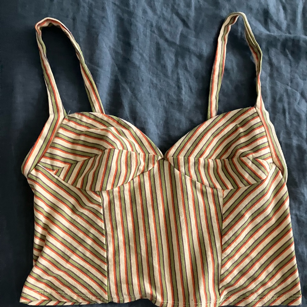 Free People stripped tank top in yellow and green